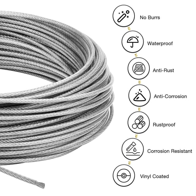 Detalle 1 de DIYLAND wire rope kit 35m stainless cable