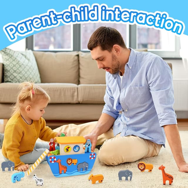 Thumbnail 5 de KMTJT Wooden Noah's Ark Montessori Toy 🎲