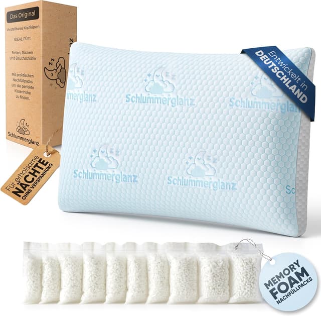 Detalle de Schlummerglanz Memory Foam Kissen 40x80 mit Höhe