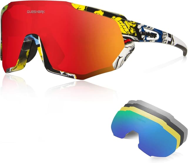 Thumbnail 6 de Queshark Occhiali da ciclismo polarizzati con 5 lenti intercambiabili TR90