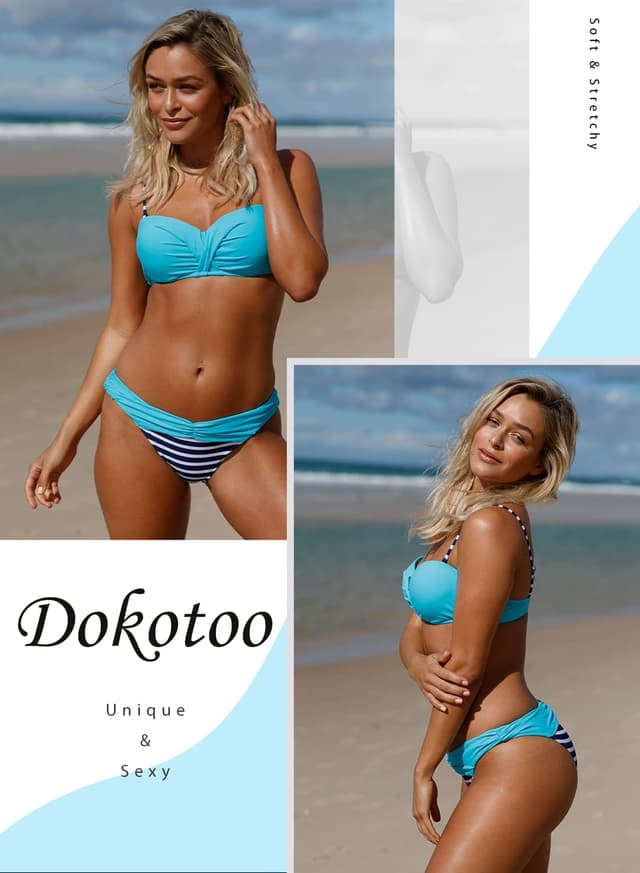 Detalle de Dokotoo Damen Bikini Set mit Push-up Effekt – Crossover-Design, Größen S bis XXL