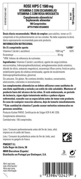 Thumbnail 1 de Solgar Rose Hips C 1500 mg – 180 Comprimidos 🌹