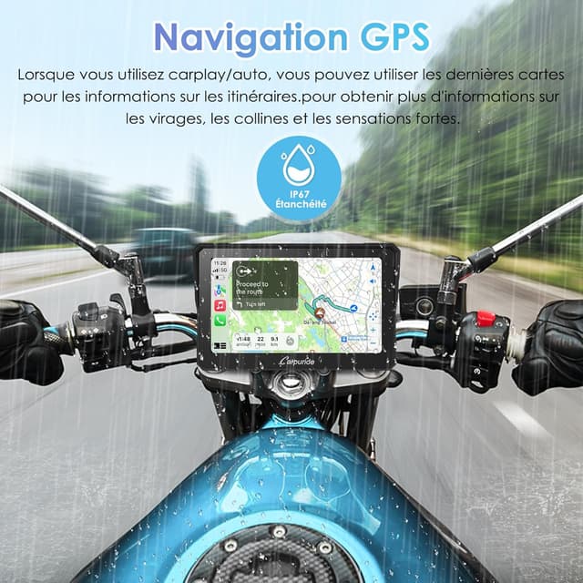 Thumbnail 3 de Carpuride W702 écran GPS moto 7" avec CarPlay sans fil