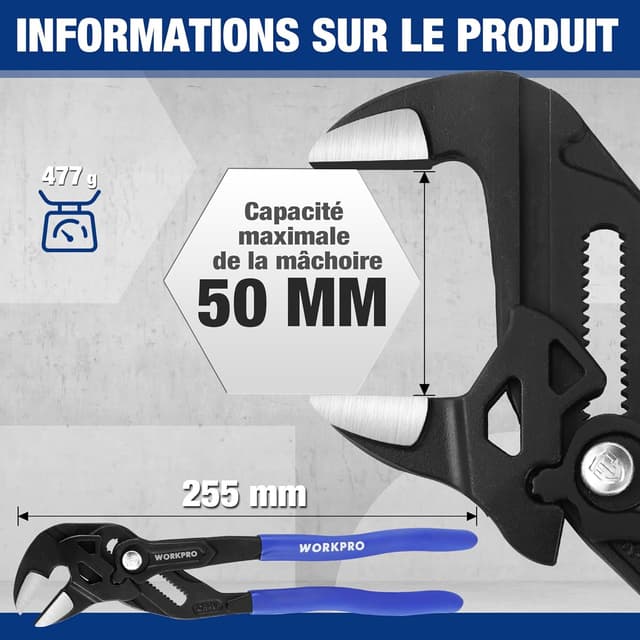Thumbnail 1 de WORKPRO Clé à Pince 255 mm