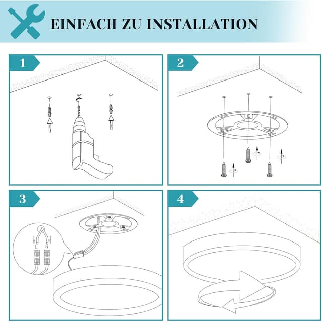 Thumbnail 6 de ZMH Deckenlampe LED fürs Badezimmer, flach (Ø 30 cm), 24 W, 3000 K, IP44, schwarz
