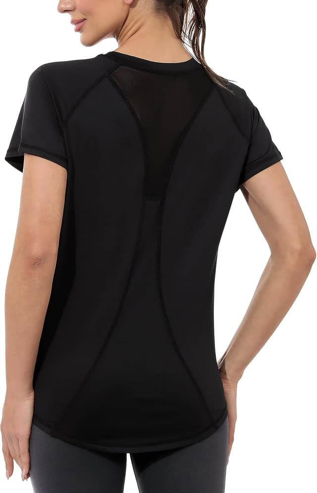 Detalle de Gyabnw maglietta sportiva donna a manica corta in rete, traspirante e ad asciugatura rapida