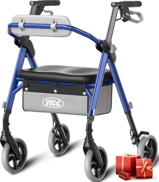 Detalle de VOCIC Z11 Rollator faltbar mit Sitz (max. 172 kg) – schmal für die Wohnung, höhenverstellbar