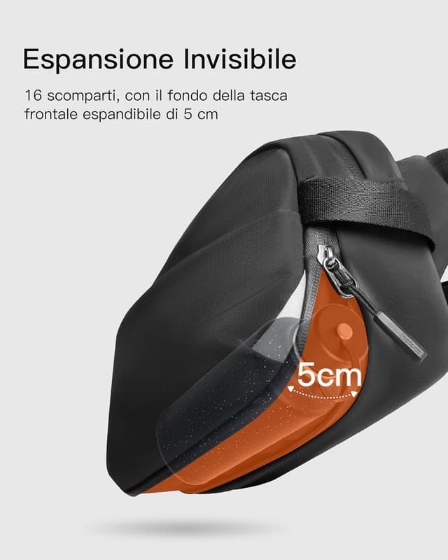 Detalle 2 de Inateck Sling Bag X-Pro: borsa a spalla espandibile e multifunzionale con tasca RFID