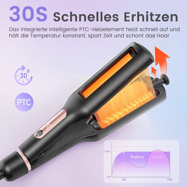 Detalle de 22/25/32/38 mm einstellbares Welleneisen für Haare (4-in-1) – Beach Waves & Mermaid-Waves Lockenstab in Roségold