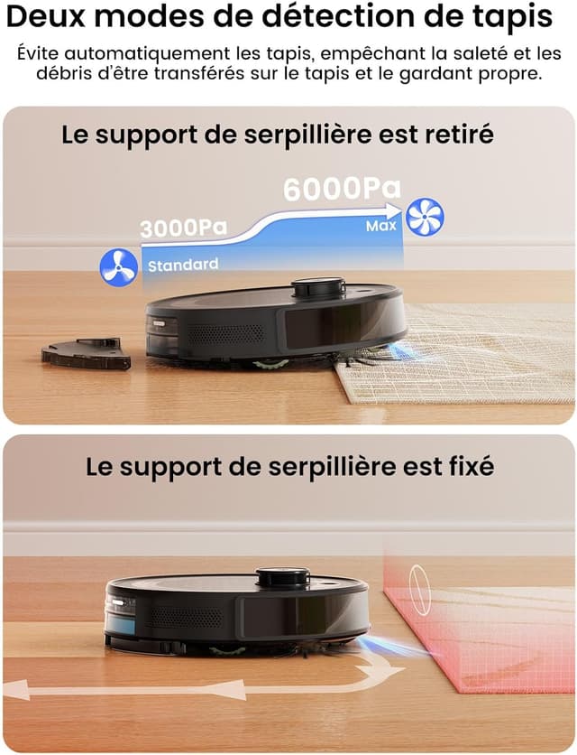 Detalle de Lefant M2 Plus robot aspirateur laveur avec station de vidage automatique, 6000Pa et cartographie LiDAR