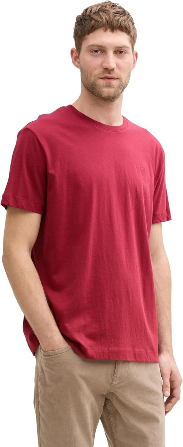 Detalle 2 de TOM TAILOR T-Shirt da uomo basic in cotone con logo ricamato