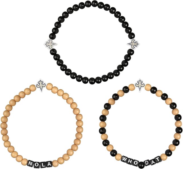 Detalle de FOCO NFL Team Logo Officially Licensed Beaded Friendship Bracelets (3-Pack)