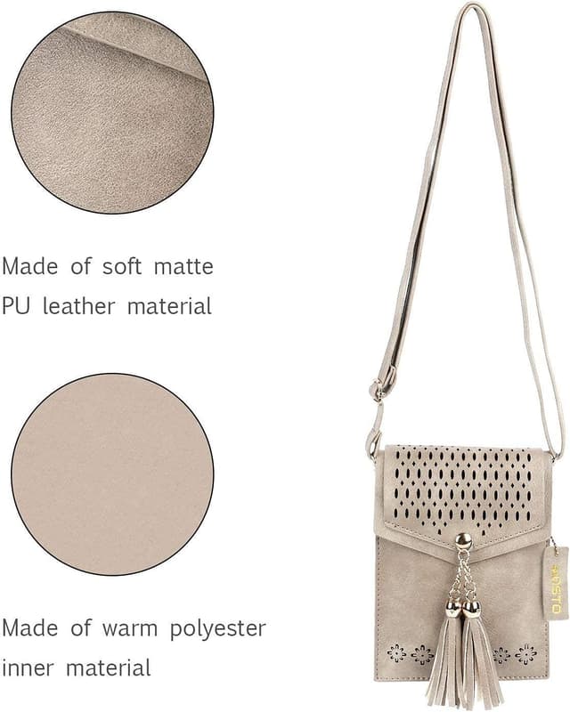 Detalle de seOSTO crossbody phone bag purse for women & teenage girls — small phone wallet crossbody with tassels