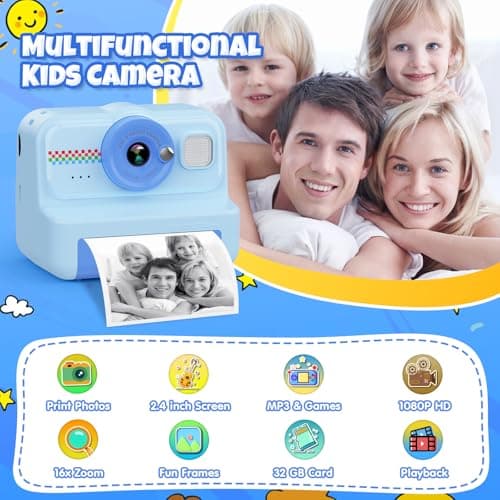 Detalle 2 de HiMont Cámara de Fotos Infantil Instantánea con impresión térmica HD/1080P y tarjeta de 32G