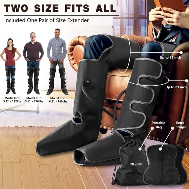 Thumbnail 3 de FIT KING Massaggiatore gambe con pressoterapia e calore 🦵