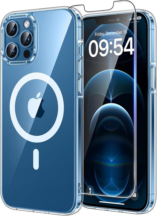 Detalle de TAURI Hülle für iPhone 12 Pro Max (6,7") mit Panzer-Schutzglas, MagSafe & 360°-Schutz