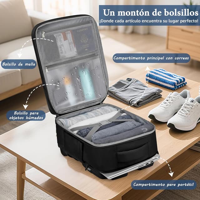 Detalle 2 de Handgepäck-Rucksack 45x36x20 für Flugzeug