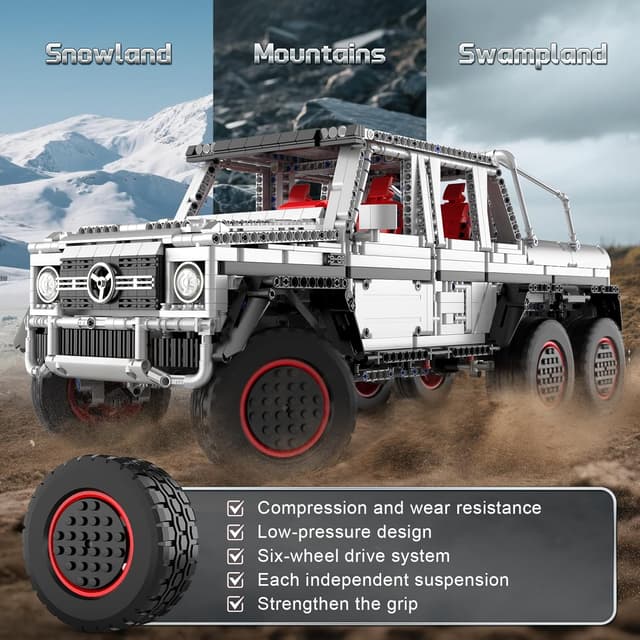 Detalle de Mould King 13061 Technik Offroad G700 Pickup-Bausatz (6×6) – Modellbausatz mit 3.825 Teilen