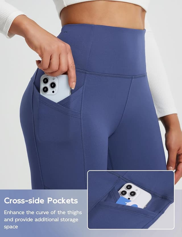 Detalle 2 de baleaf Women’s Thermal Fleece Lined Leggings with High Waist & Cross Pockets for Winter Running