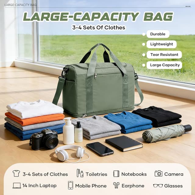 Detalle de Ryanair underseat cabin bag 40 x 30 x 20 cm with waterproof wet pocket – E01 Army Green