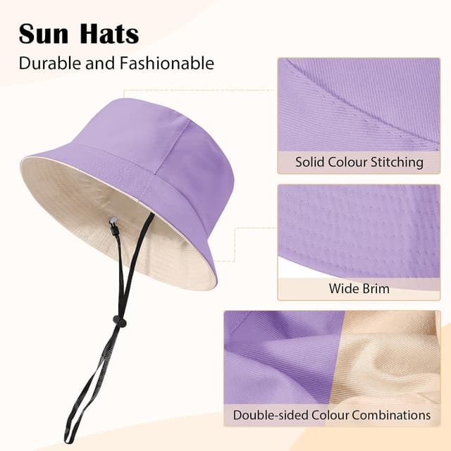 Detalle de Xnova Fischerhut Damen reversibel – faltbarer Bucket Hat aus Baumwolle mit breiter Krempe und UV-Schutz