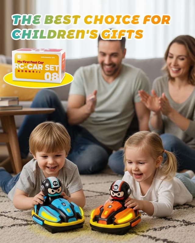 Detalle 2 de Victoper 2 Pack RC Bumper Cars for Kids with Spray, LED Lights, Music and 360° Control