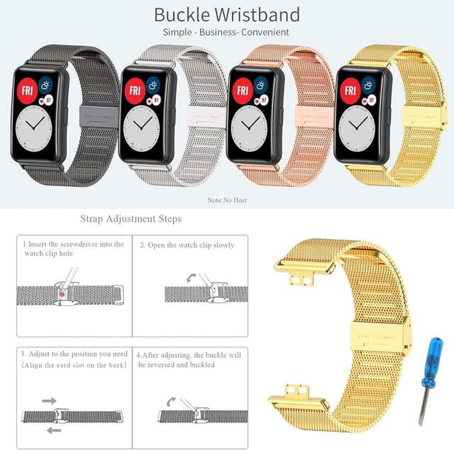 Detalle de MIJOBS replacement strap for Huawei Watch Fit (metal stainless steel mesh band)