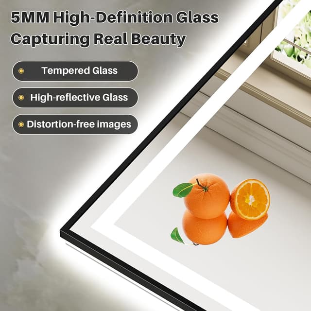 Thumbnail 6 de Briivue 36x30 Inch LED Bathroom Mirror with Black Frame (Dual Front Light + Backlit, Anti-Fog, Dimmable)