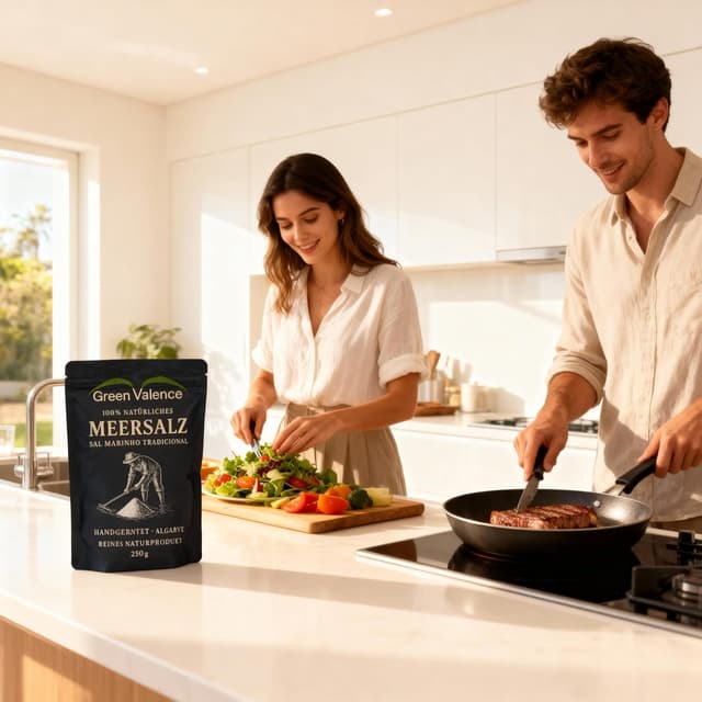 Detalle de GreenValence Sal Marinho Tradicional – 100 % naturbelassenes grobes Meersalz aus der Algarve (500 g)