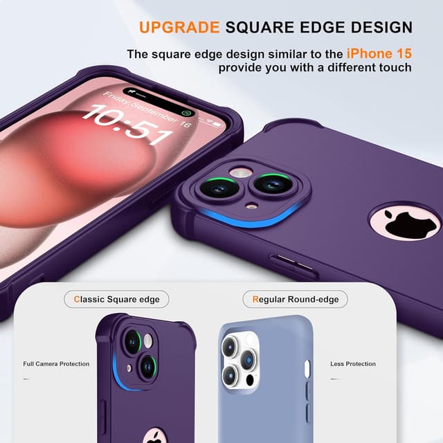 Detalle 2 de iPhone 15 case 6.1, 360 shockproof purple