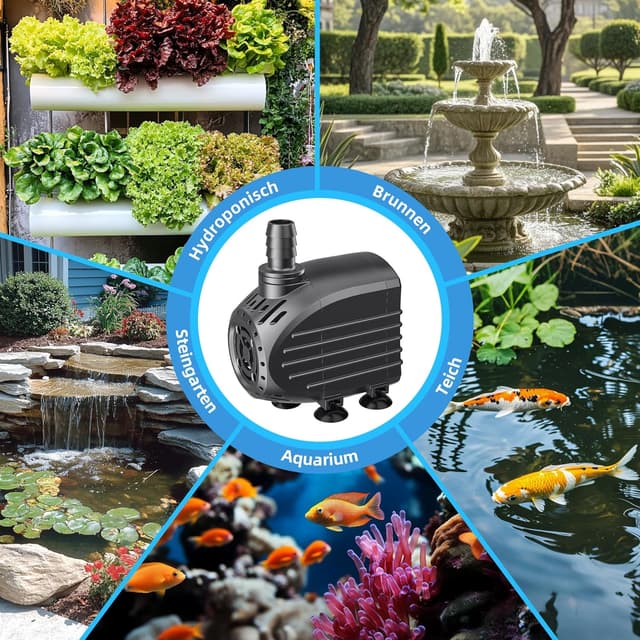 Detalle de Biling Ultraleise Aquarium Pumpe 750 l/h – Tauchbrunnenpumpe für Springbrunnen, Teich & Aquarium