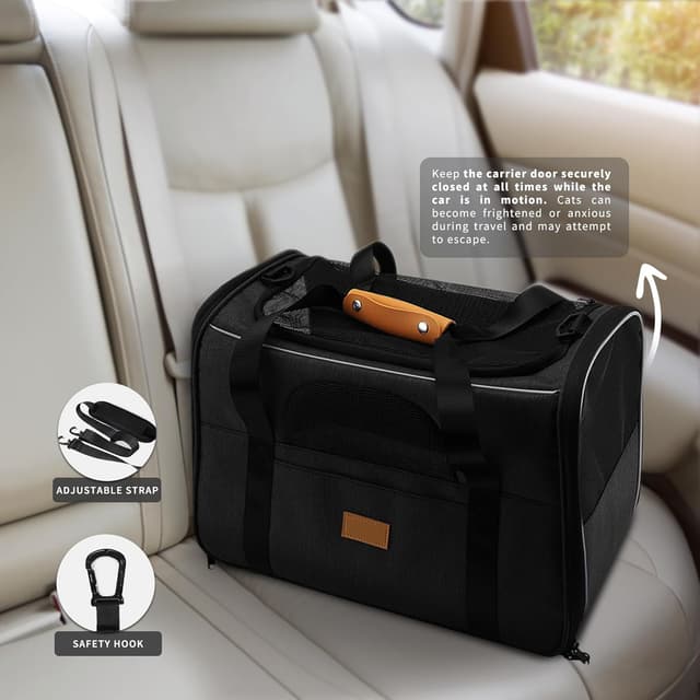 Detalle 1 de SOKANA Foldable Large Cat Carrier Bag (45cm x 34cm x 38cm) with Shoulder Strap