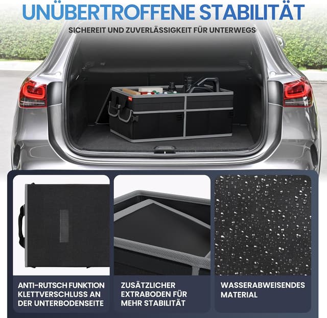 Detalle de HELDENWERK Premium Kofferraum-Organizer mit Deckel, faltbar und rutschfest