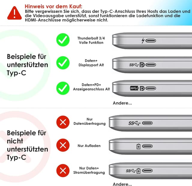 Thumbnail 4 de WAVLINK USB‑C Docking Station 3 Monitore (Dual HDMI + DP, 100W PD) für Windows