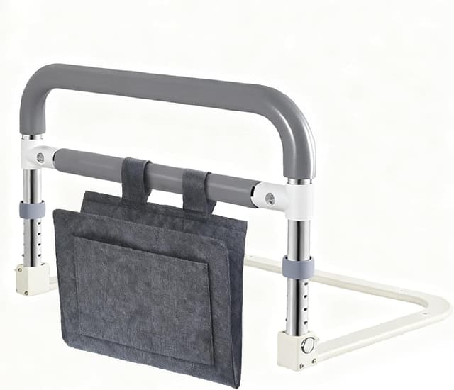 Detalle de NJUN Foldable Safety Bed Rails for Elderly Adults – portable bed rail guard with assist grab bar (double bed, both sides)