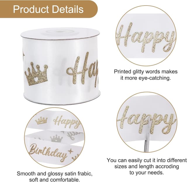 Thumbnail 1 de TONIFUL Happy Birthday Glitzerband 5,1 cm