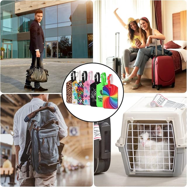 Thumbnail 6 de Leather Luggage Tags 2 Pcs Spinning Rainbow