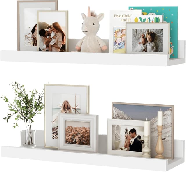 Thumbnail 6 de Floating Shelves Set of 2, 90 cm Walnut Floating Shelves with Ledge (Wall-Mounted)