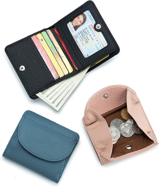 Thumbnail 6 de Coopay Small Compact Leather Purse – Ladies coin purse wallet with RFID protection and coin tray, Blue