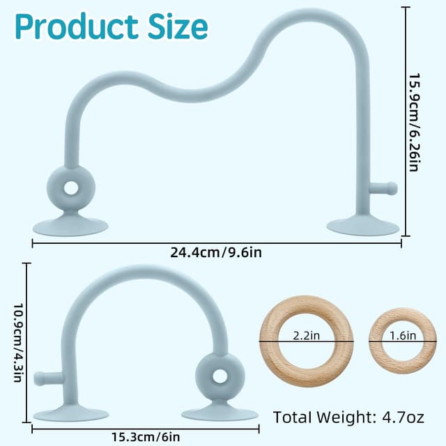 Detalle 2 de AiTuiTui high chair suction toy with wooden ring (blue) for babies and toddlers