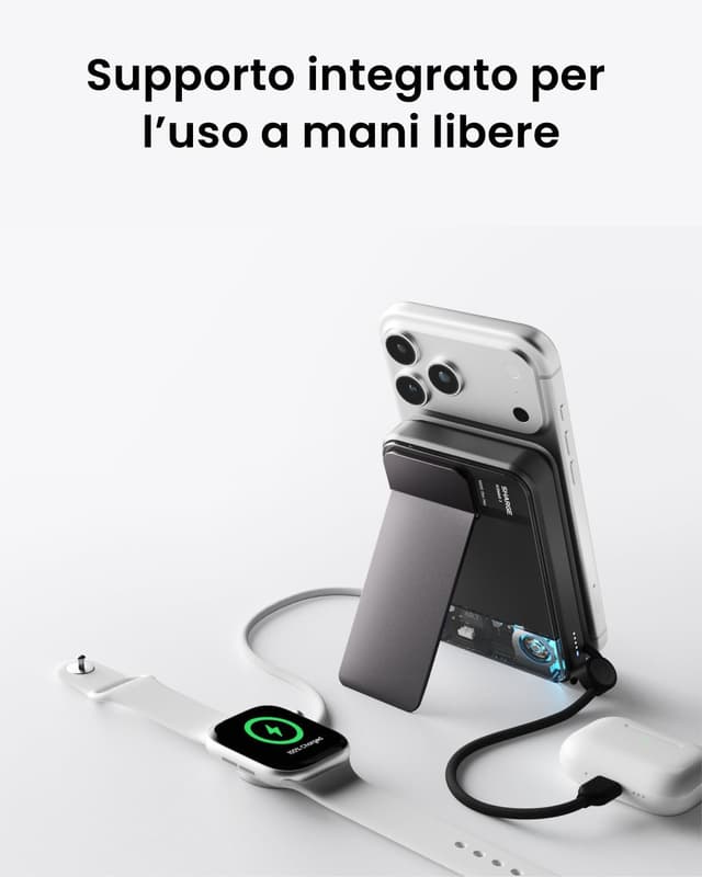 Detalle 2 de Sharge ICEMAG 3 Power Bank magnetico 10.000 mAh con Qi2.2 e ricarica wireless 25W (25W) e USB-C 35W