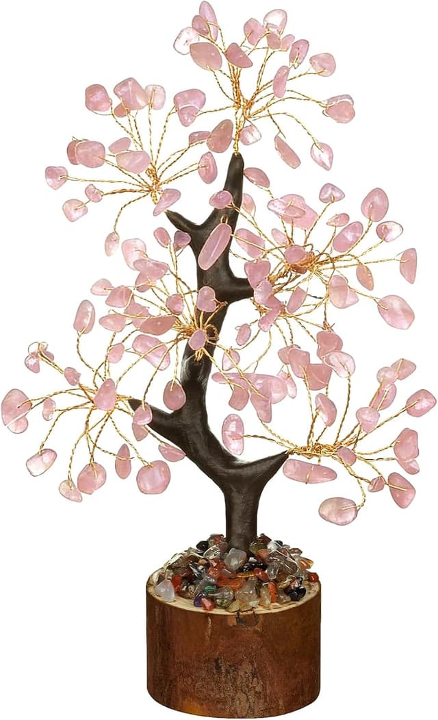 Detalle de Vicloon Arbre en Cristal Rose « Arbre de Vie » en pierres naturelles — décor Feng Shui pour calme et prospérité