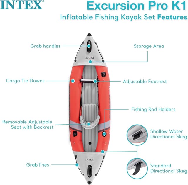 Thumbnail 3 de INTEX Excursion Pro K1 Inflatable Kayak 1‑Person 🚣