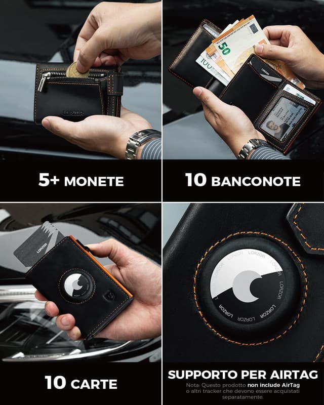 Detalle de LORZOR Portafoglio con AirTag Slim in pelle