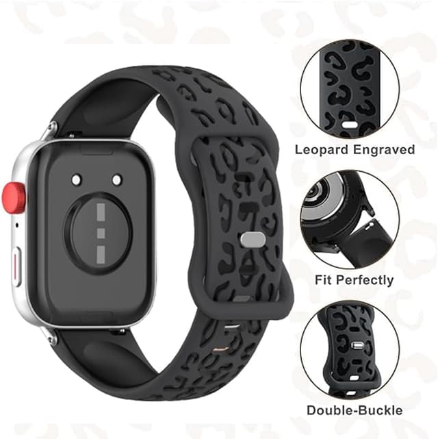 Detalle de 18mm Leopard silicone watch strap
