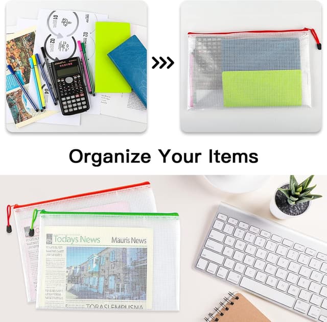 Detalle 2 de Umriox A5 Plastic Zip Folders (24 Pack) mesh zipper pouches for documents & travel storage