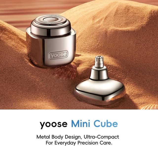 Detalle de Yoose 2 in 1 tagliapeli naso e rasoio elettrico ricaricabile USB-C (IPX7) con testine intercambiabili
