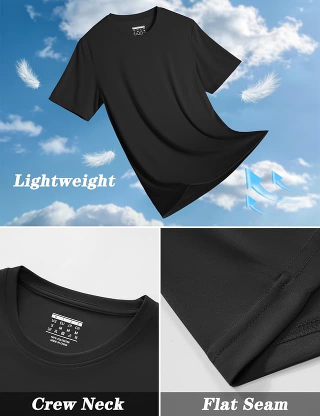 Detalle de KEFITEVD Men’s Short Sleeve UPF 50+ Rash Guard T-Shirts (Quick Dry, Four-Way Stretch)