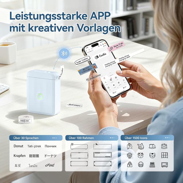 Thumbnail 6 de NIIMBOT Etikettendrucker D110 Upgrade – Mini-Labelprinter mit Bluetooth für iOS & Android, blau