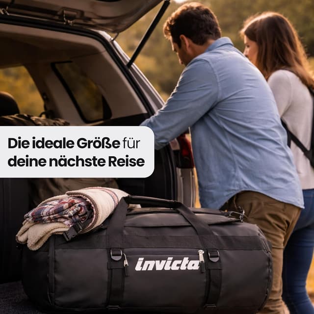Detalle 2 de Invicta Reisetasche „Commuter L“ Sportsack mit Schuhfach, 70 L, schwarz